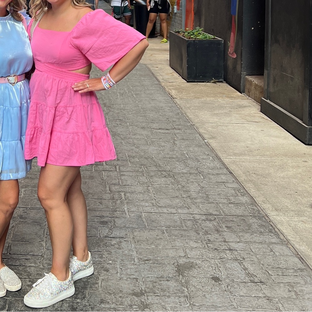 Pink cutout mini dress